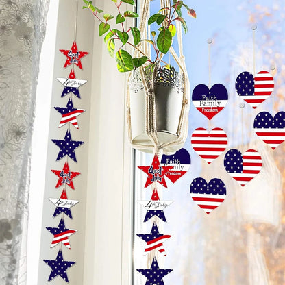 16Pcs Wooden Ornaments for Independence Day 4th of July