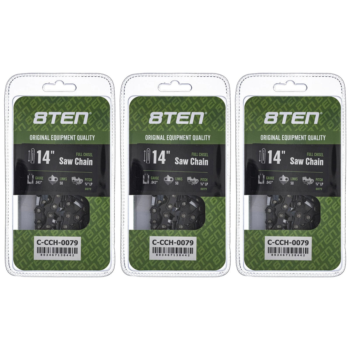 3-Pack Chainsaw Chain 14 Inch .043 3/8 LP 50DL for Homelite MS 220 211 (R50, 90PX050G, R50-21)