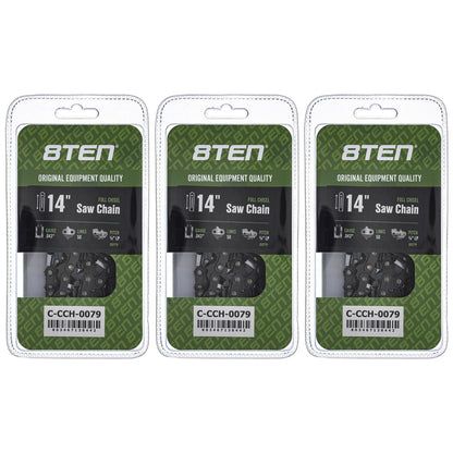 3-Pack Chainsaw Chain 14 Inch .043 3/8 LP 50DL for Homelite MS 220 211 (R50, 90PX050G, R50-21)