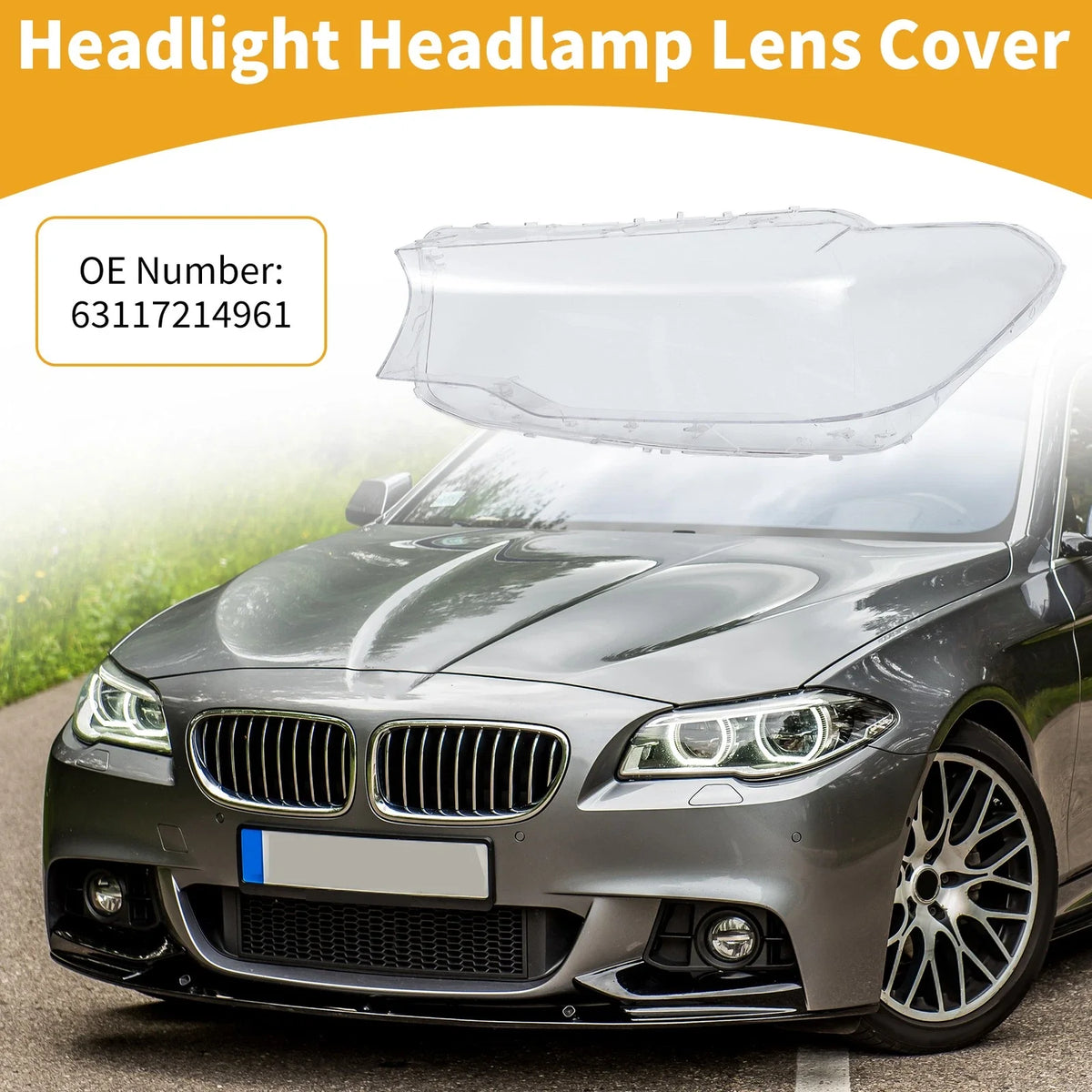 1 Pc Headlight Lens Cover for BMW 5 Series (2017–2018) No. 63117214961