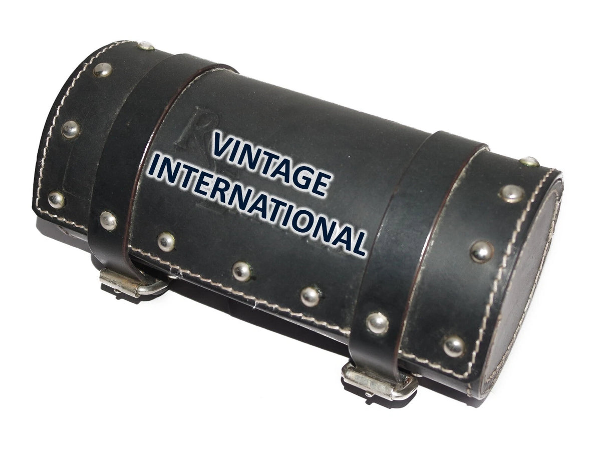 Black Leather Fork Bag Tool Roll for Royal Enfield