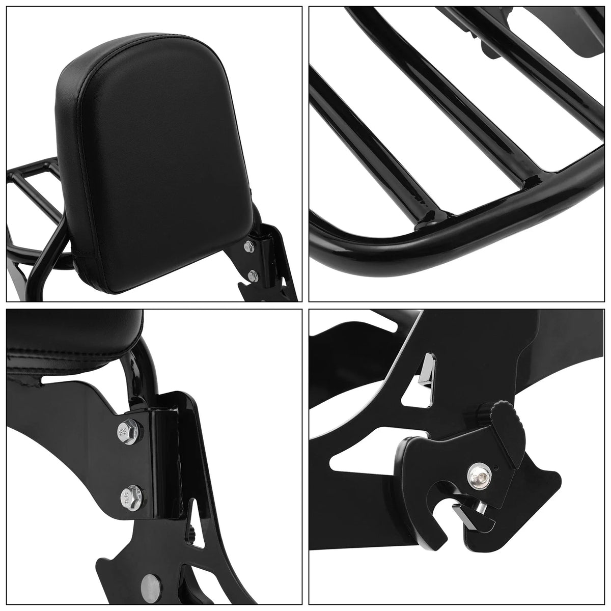 Sissy Bar Backrest Luggage Rack for Harley Dyna Street Bob (2006–2017) Black