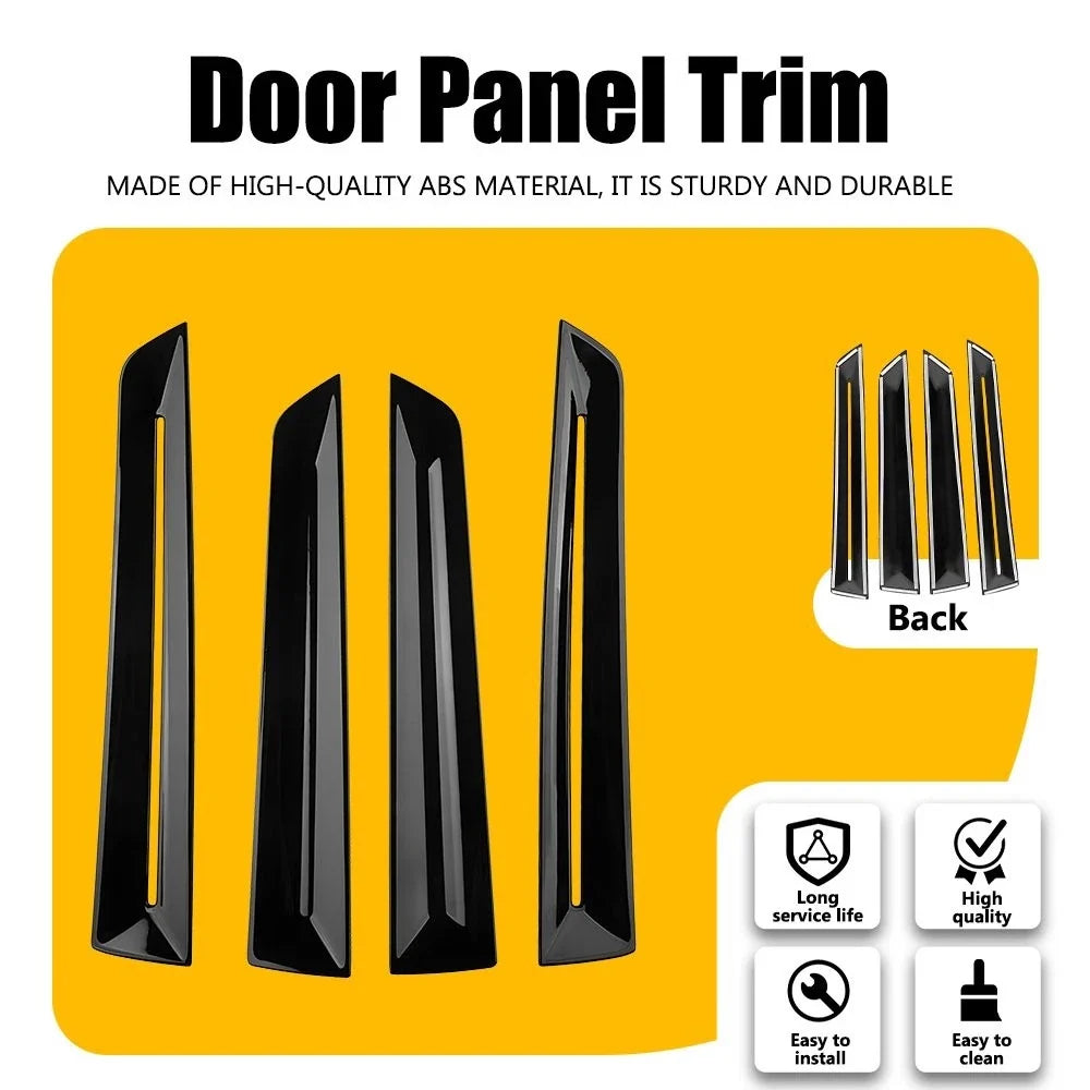 Set of 4 Door Panel Trim Overlays Glossy Black for Honda Civic (2022–2025)