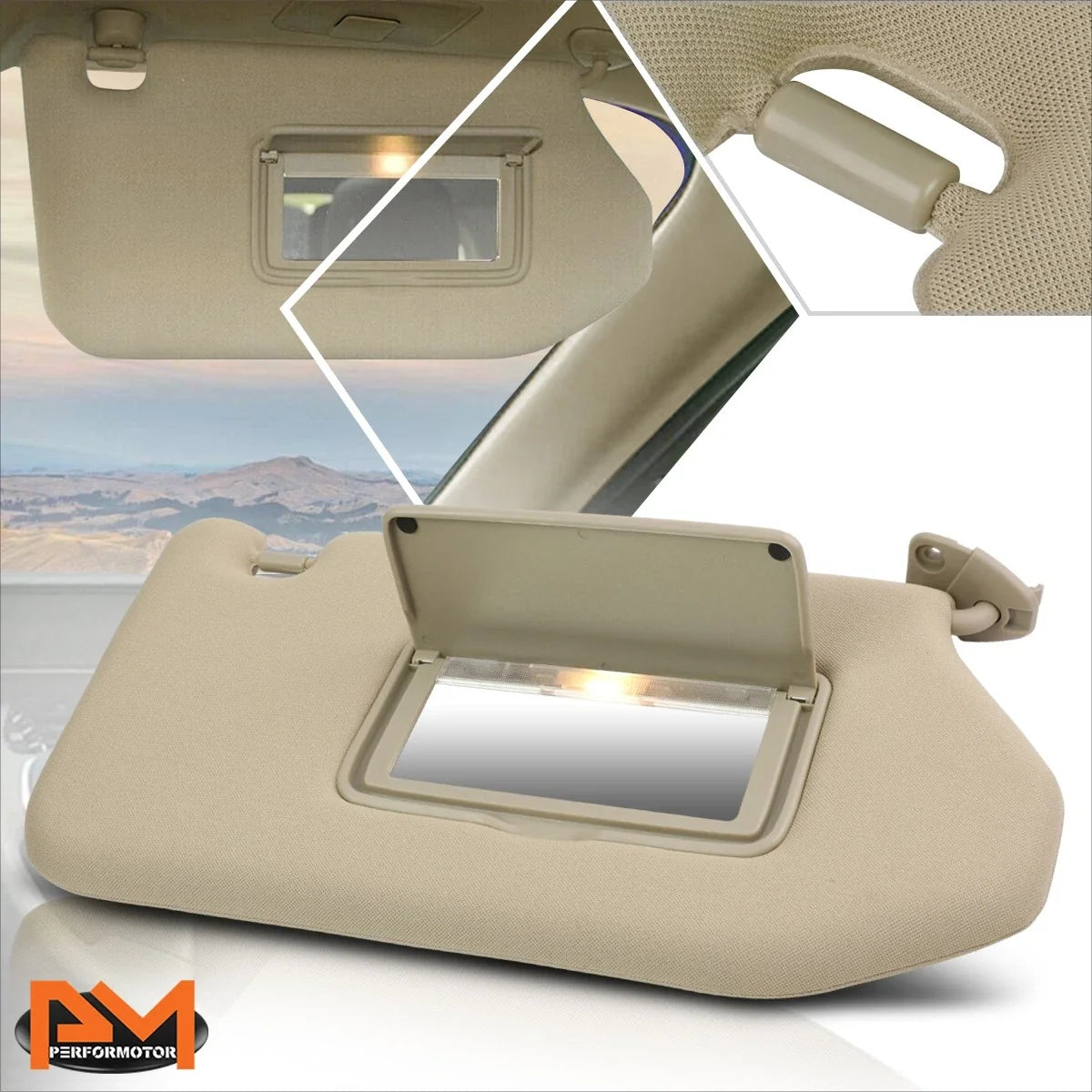 Passenger Side Sun Visor w/Vanity Light for Pathfinder QX60 (2013–2014)
