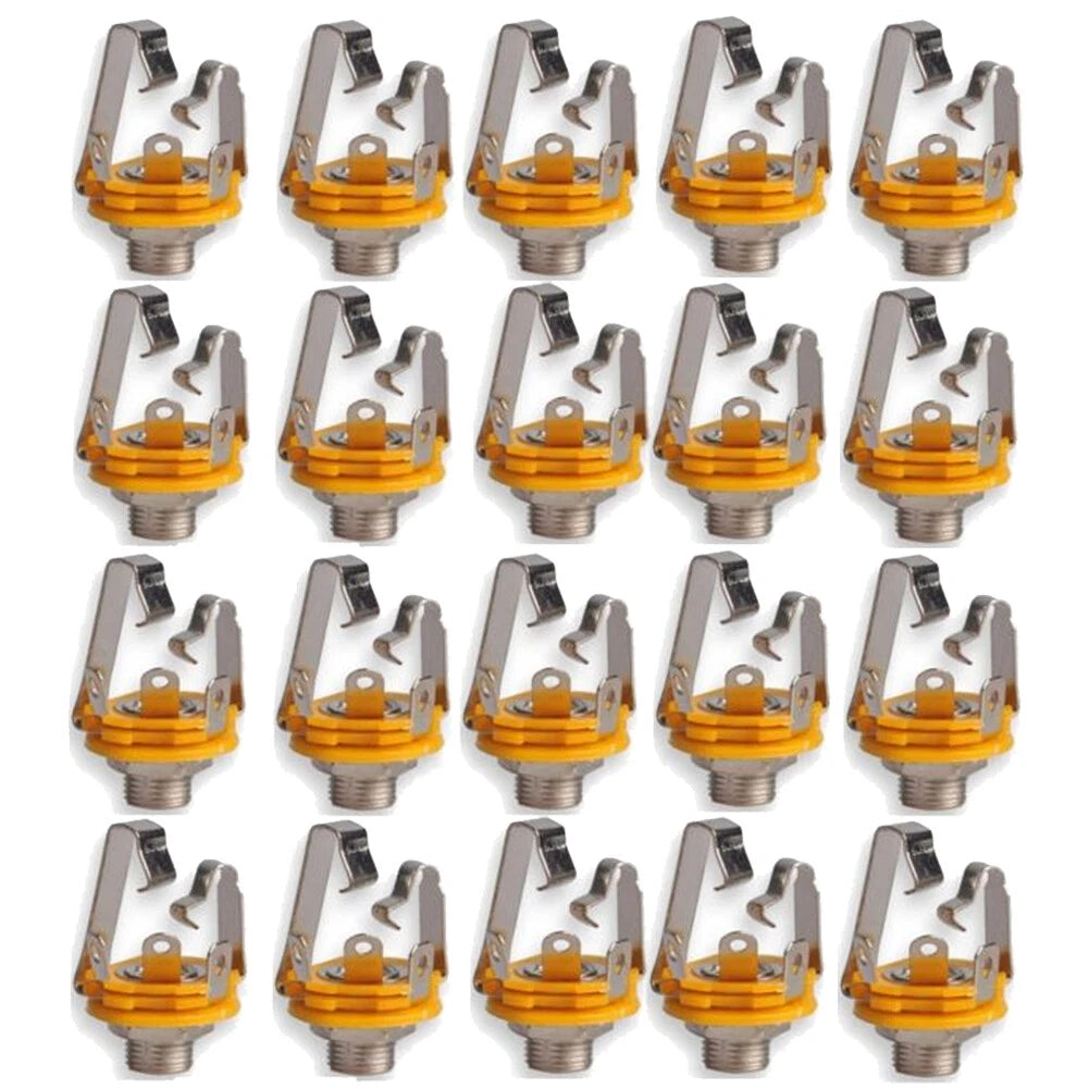 Set of 20 Mono/Stereo 1/4" 6.35mm Socket Jack Connectors for Guitar