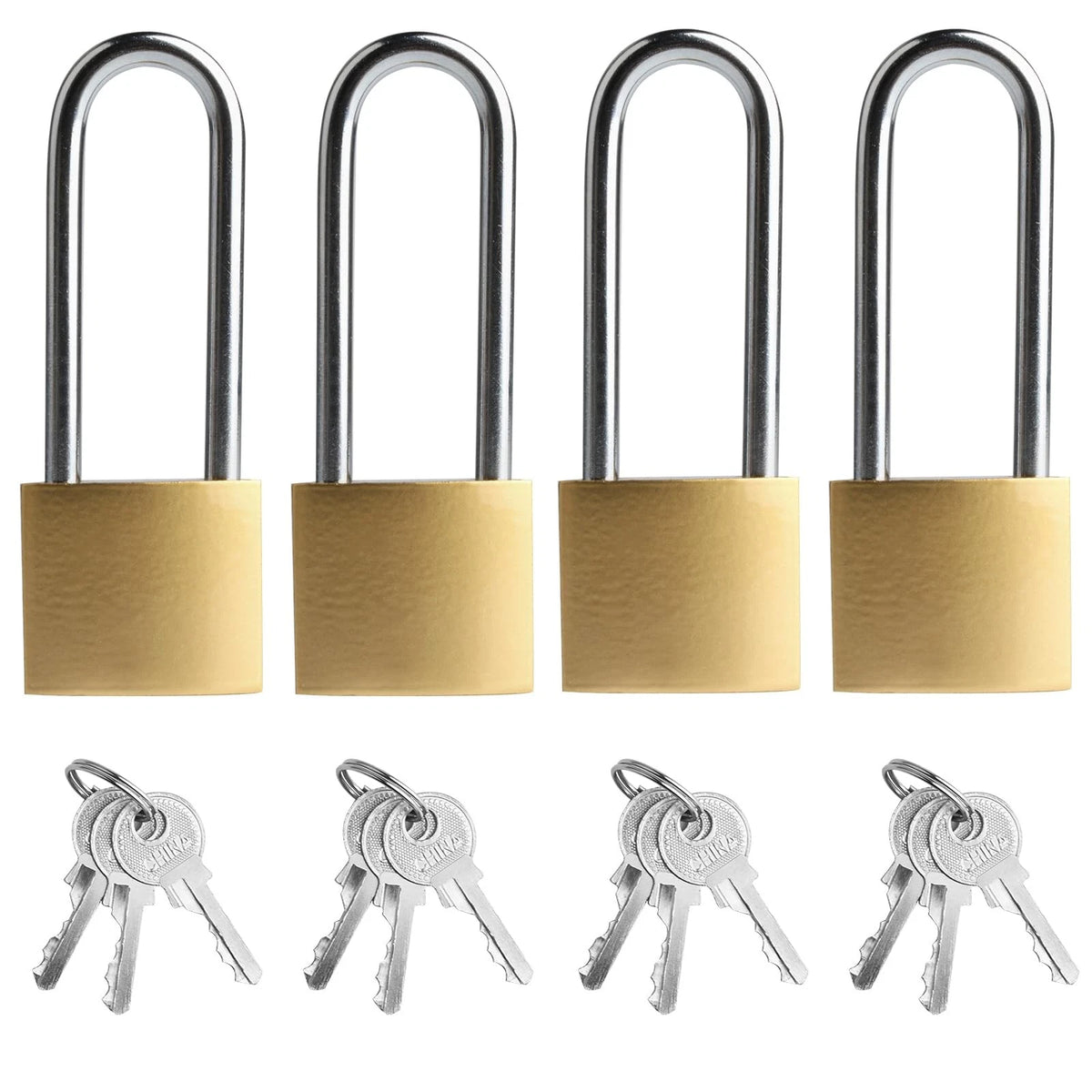 Long Keyed Padlock Waterproof Solid Brass Lock - Heavy-Duty, Same Key