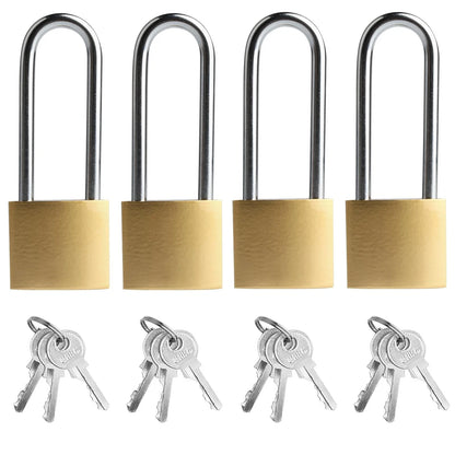 Long Keyed Padlock Waterproof Solid Brass Lock - Heavy-Duty, Same Key