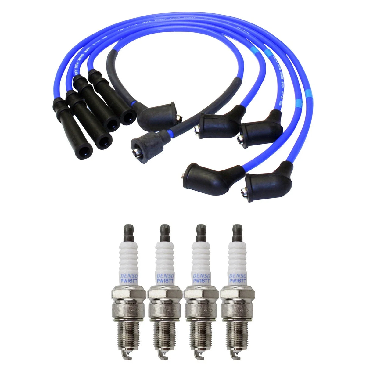 NGK Wire Set & Denso 4 Platinum TT Spark Plugs Kit for Aspire 1.3L 323 1.6L (1994–2003)