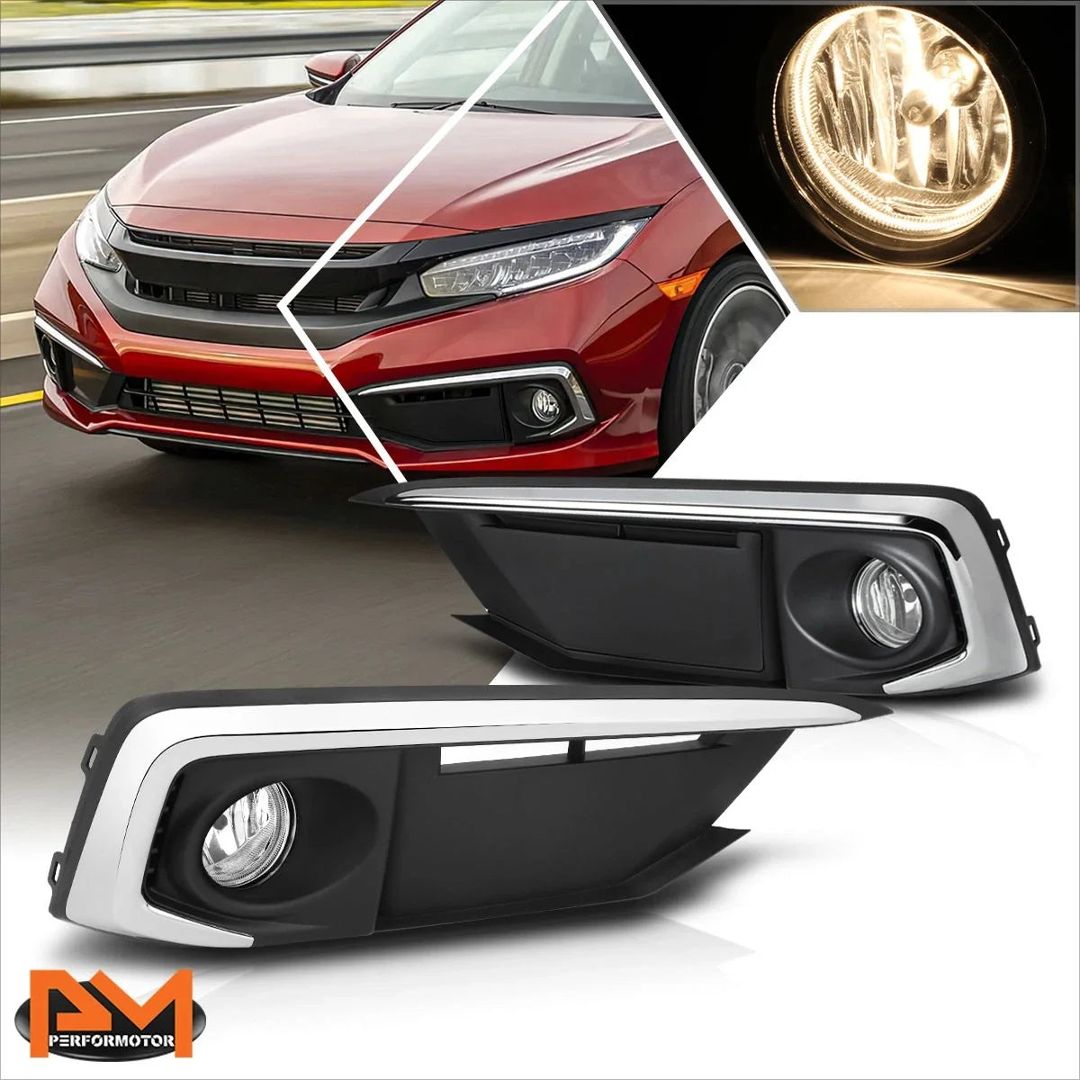 Clear Lens Front Driving Fog Lights Set for Honda Civic (2019–2020)