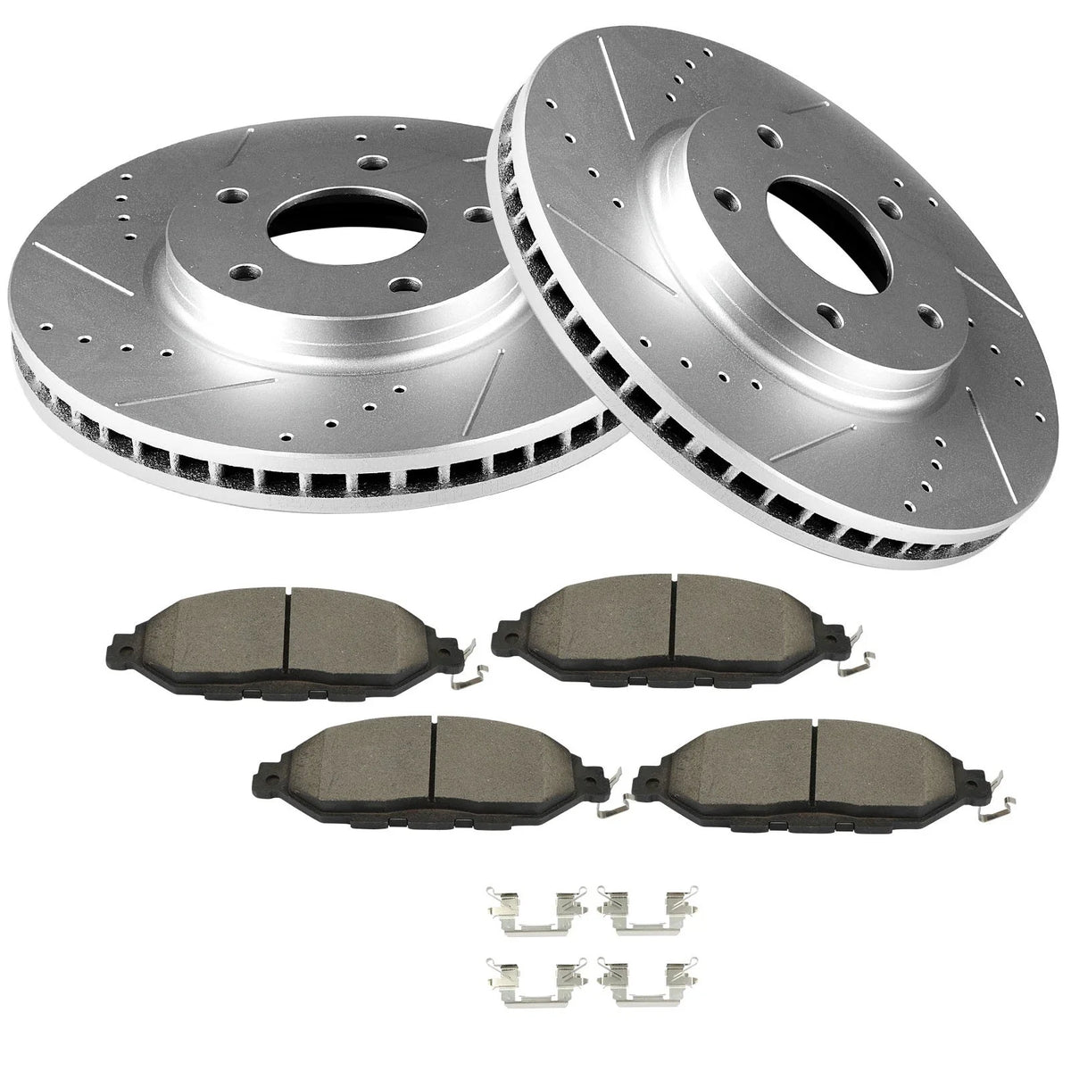 Front Brake Ceramic Pad & Drilled Slotted Rotor for Nissan Pathfinder (2015)