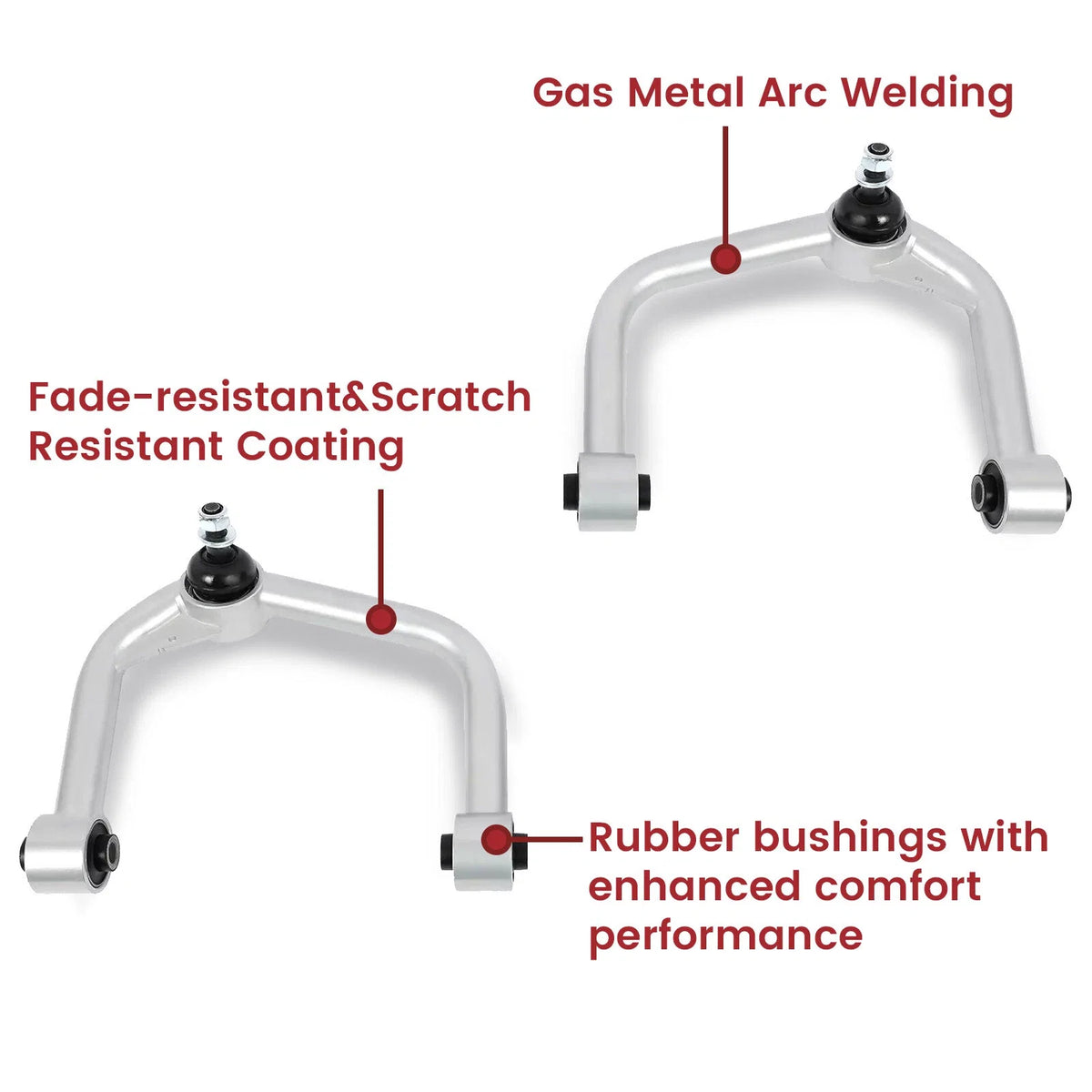 Set of 2 Front Upper Control Arms for Ford F150 (2004–2024) 4WD Silver