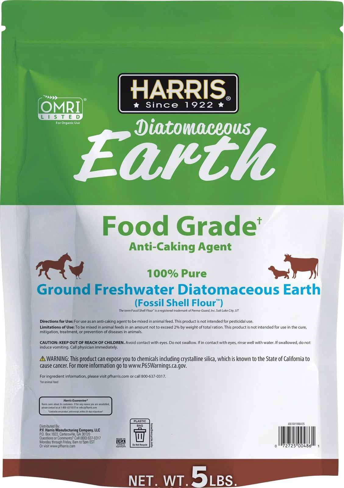 Diatomaceous Earth Food Grade 5lb with Duster for Pest Control