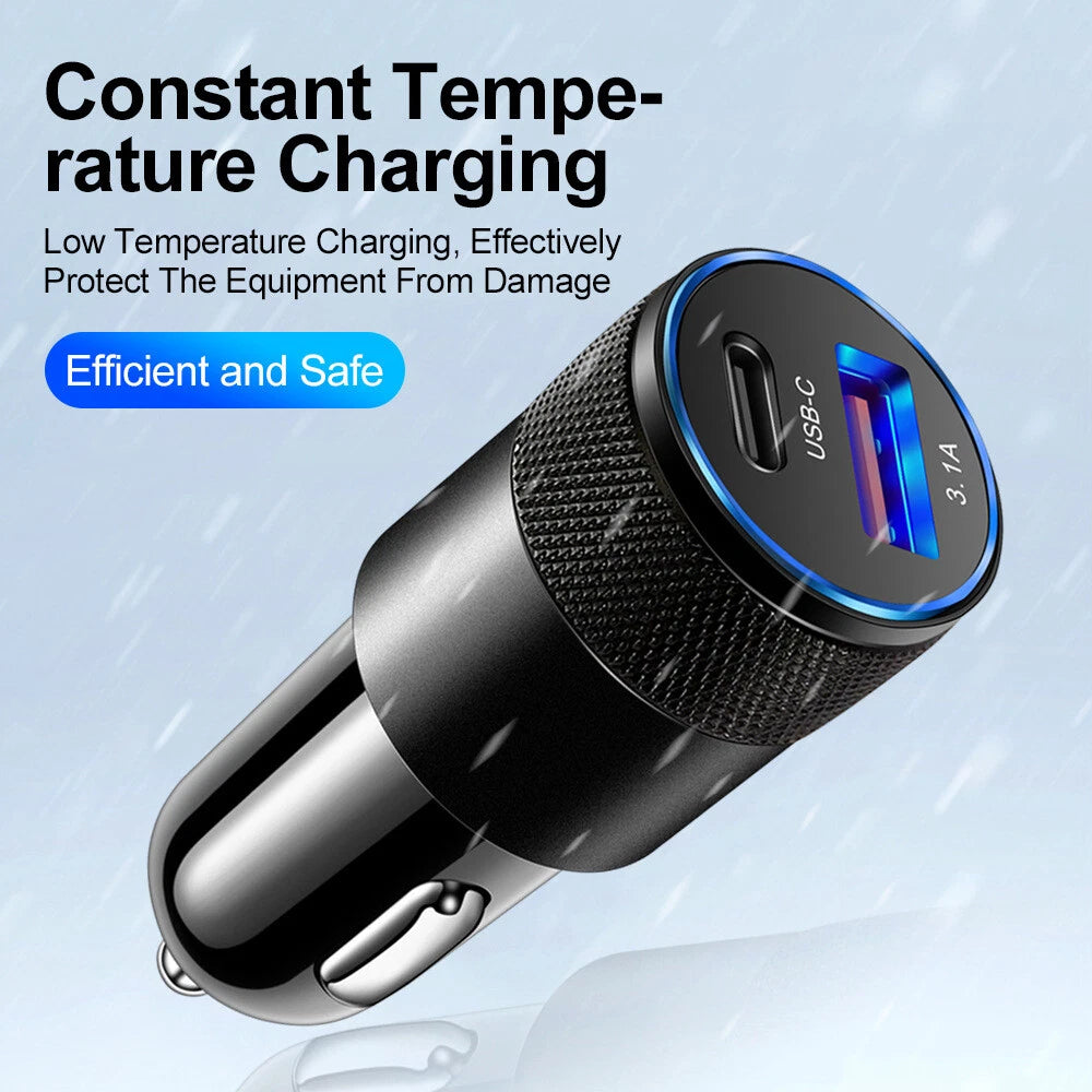 2 Port PD USB C Fast Charging Car Charger Adapter for iPhone 14 13 12 11