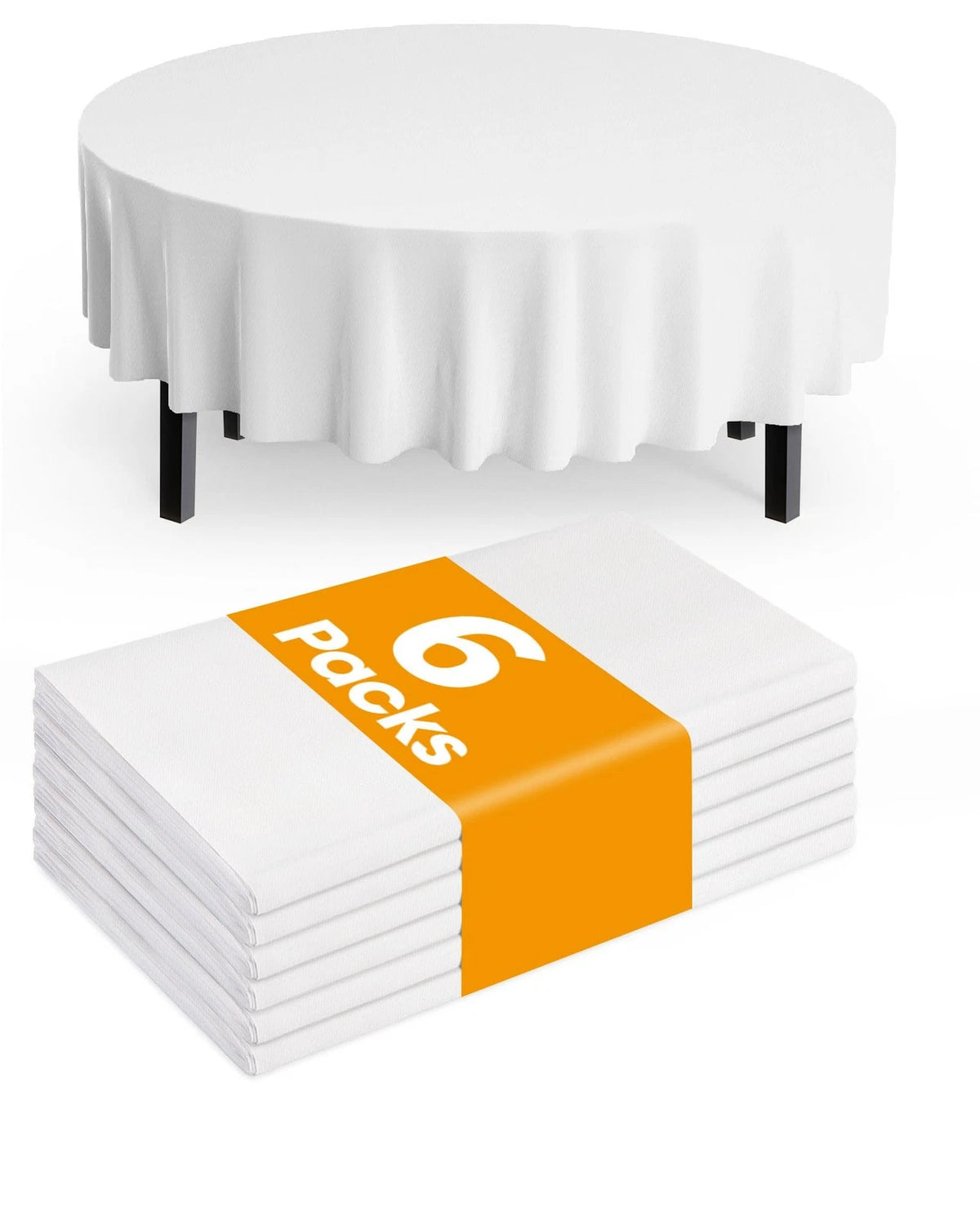6 Pack Disposable Plastic Table Cloths for Round Tables (84'' Diameter)