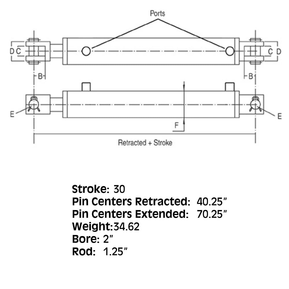 Double Acting Cylinder for Hercules 2500 & 3000 PSI (HCW-2030, HYI40-0661)