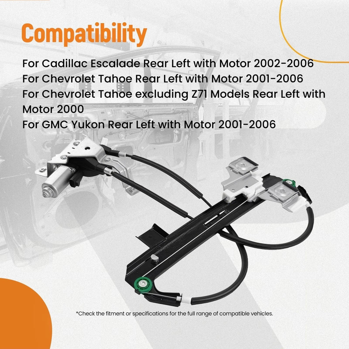 Power Window Regulator w/Motor for Chevrolet Tahoe Yukon (2000–2006)