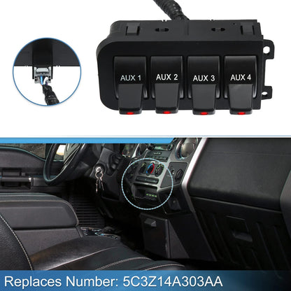In-Dash Auxiliary Upfitter Switch Panel Kit for Ford (5.63'', Black)