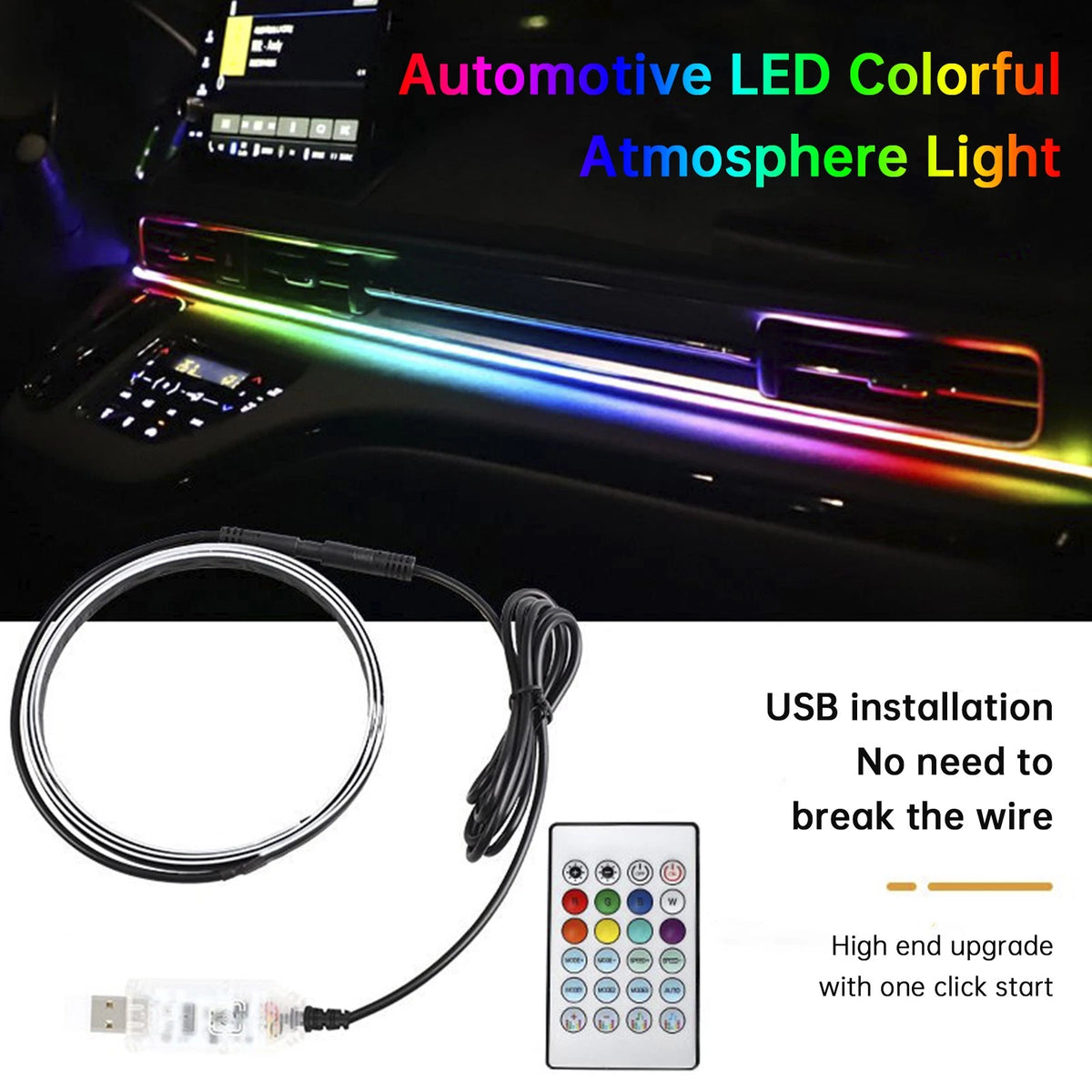 Colorful LED Ambient Interior Light for Universal Vehicles (110cm)