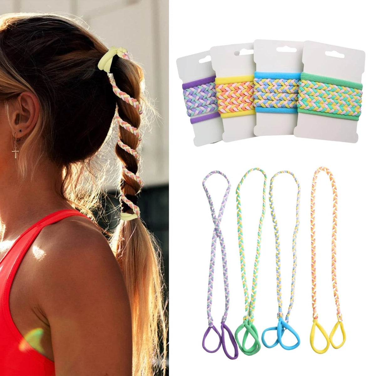 4 Pcs Spiral Hair Ties for Women (Pack of 4) - Bright Colors