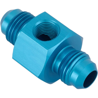 Inline Fuel Pressure Adapter -6 AN to -6 AN w/ 1/8 Inch NPT, Blue (6177000)