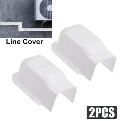 2X 3" PVC Decorative Line Cover Wall Entry Cap for Air Conditioner White