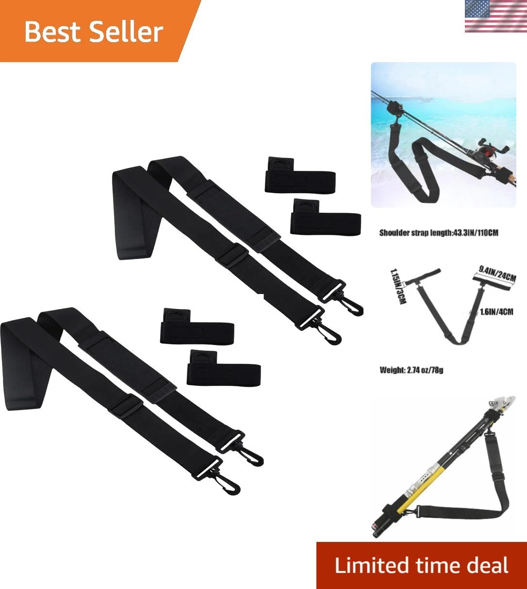 2-Pack Adjustable Fishing Rod Holder Strap for Universal Use