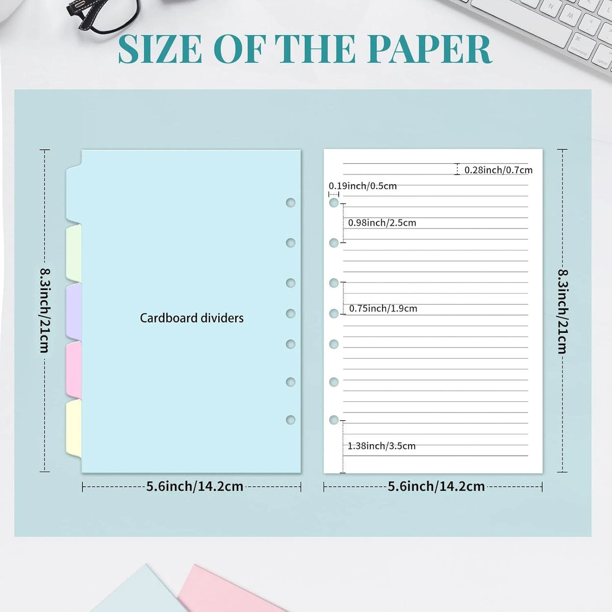 Set of 7-Hole A5 Refill Paper Inserts for Binder (bi rp 07)