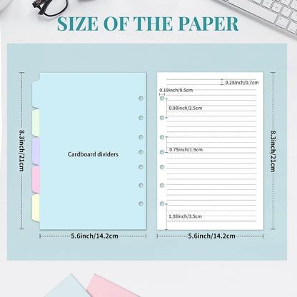 Set of 7-Hole A5 Refill Paper Inserts for Binder (bi rp 07)