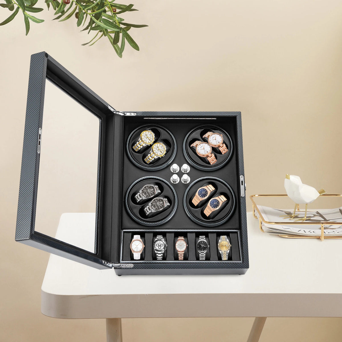 8+5 Automatic Rotation Watch Winder Box with Lock