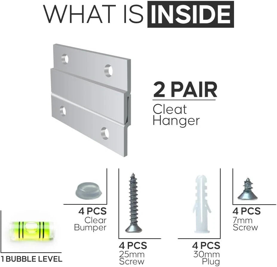 2 Pairs 2 Inch Heavy Duty French Cleat Hanger Kit