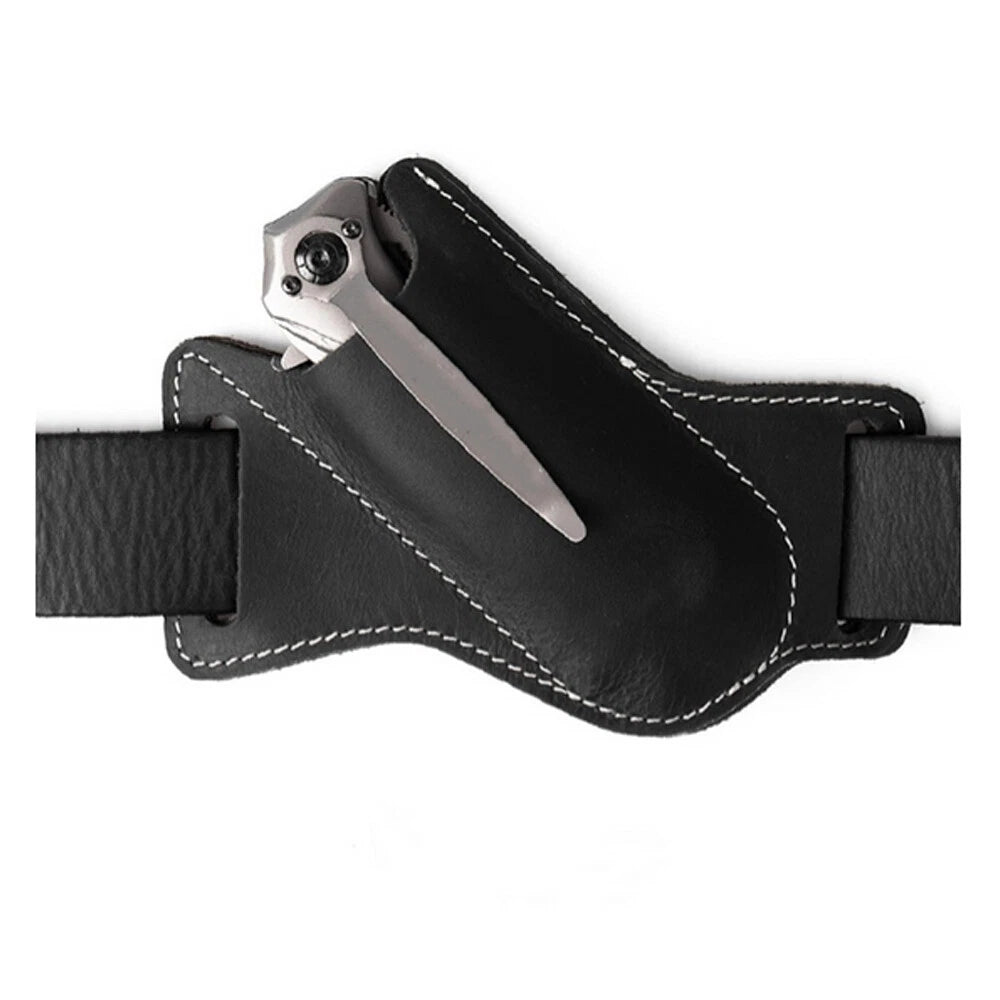 Folding Blade Knife Sheath for Pocket Tools (1pc) Black Leather