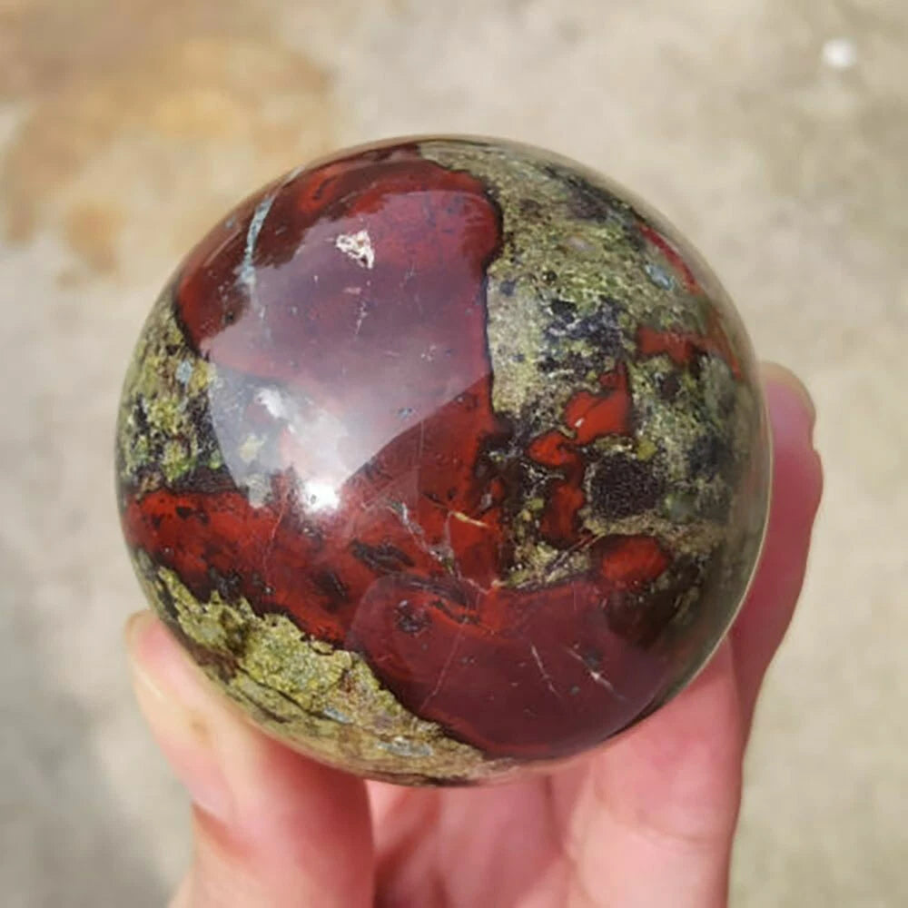 Natural Dragon Blood Stone Ball Quartz Crystal Sphere 45mm