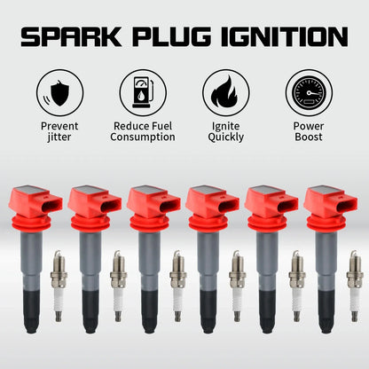 6X Spark Plug + Ignition Coil for Porsche Cayenne (2008–2014) Panamera (2010–2016) V8 UF660