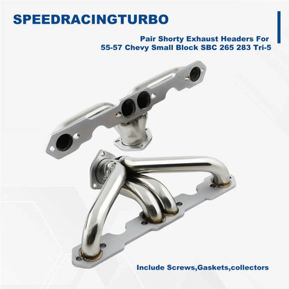 Shorty Exhaust Headers Manifold for 55-57 Chevy Small Block SBC 265 283