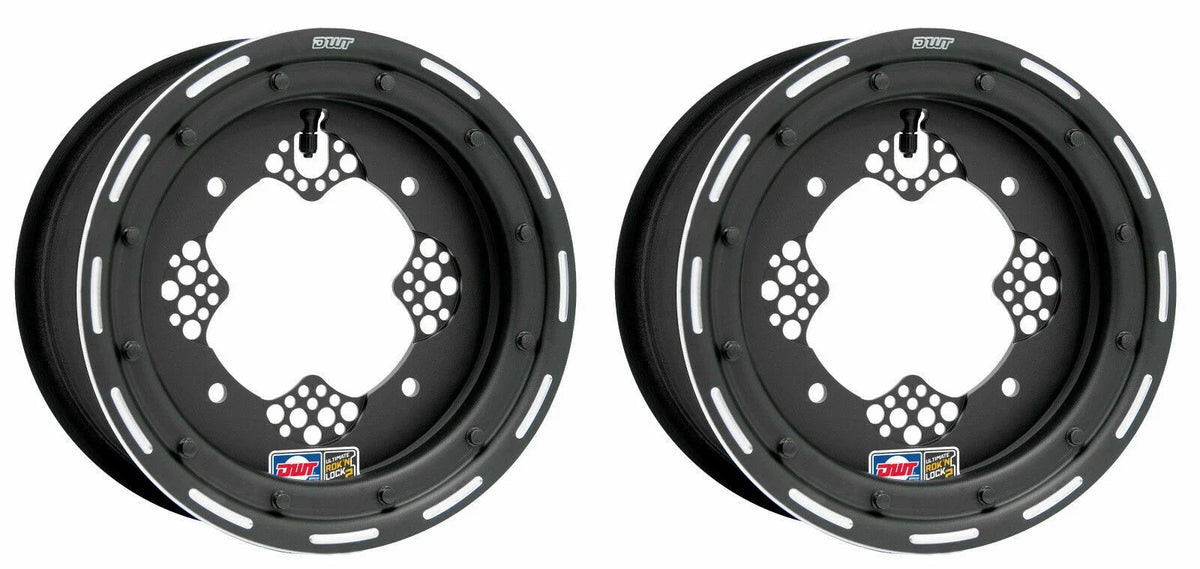 Set of 4 DWT ROK'N LOCK 10" Black Beadlock Rims 10x5 4+1 4/156 for Banshee 350 (1997–2006)