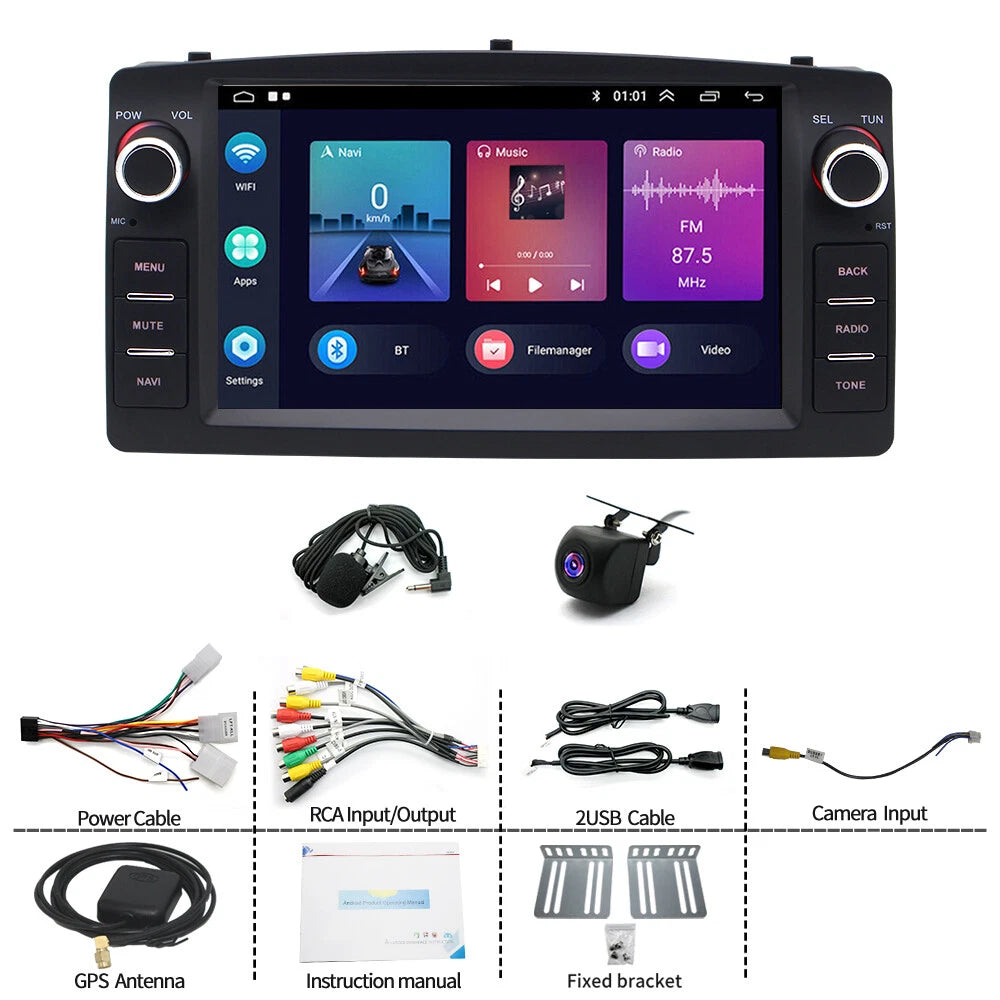 4+64G Car Stereo Radio GPS Navi for Toyota Corolla (2000–2006) Apple Carplay