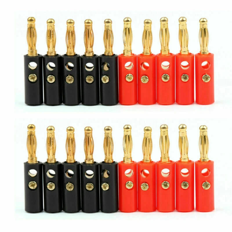 20 Pcs 4mm Banana Plug Gold Plated Adapter for