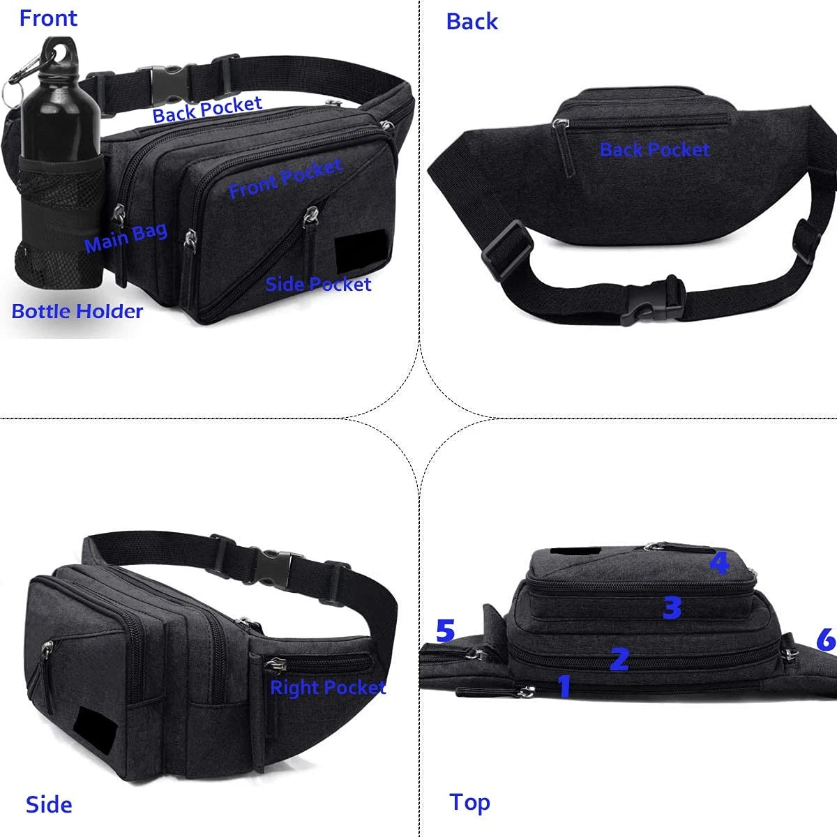 Concealed Carry Pistol Waist Bag for Tactical Use (Medium, Black)