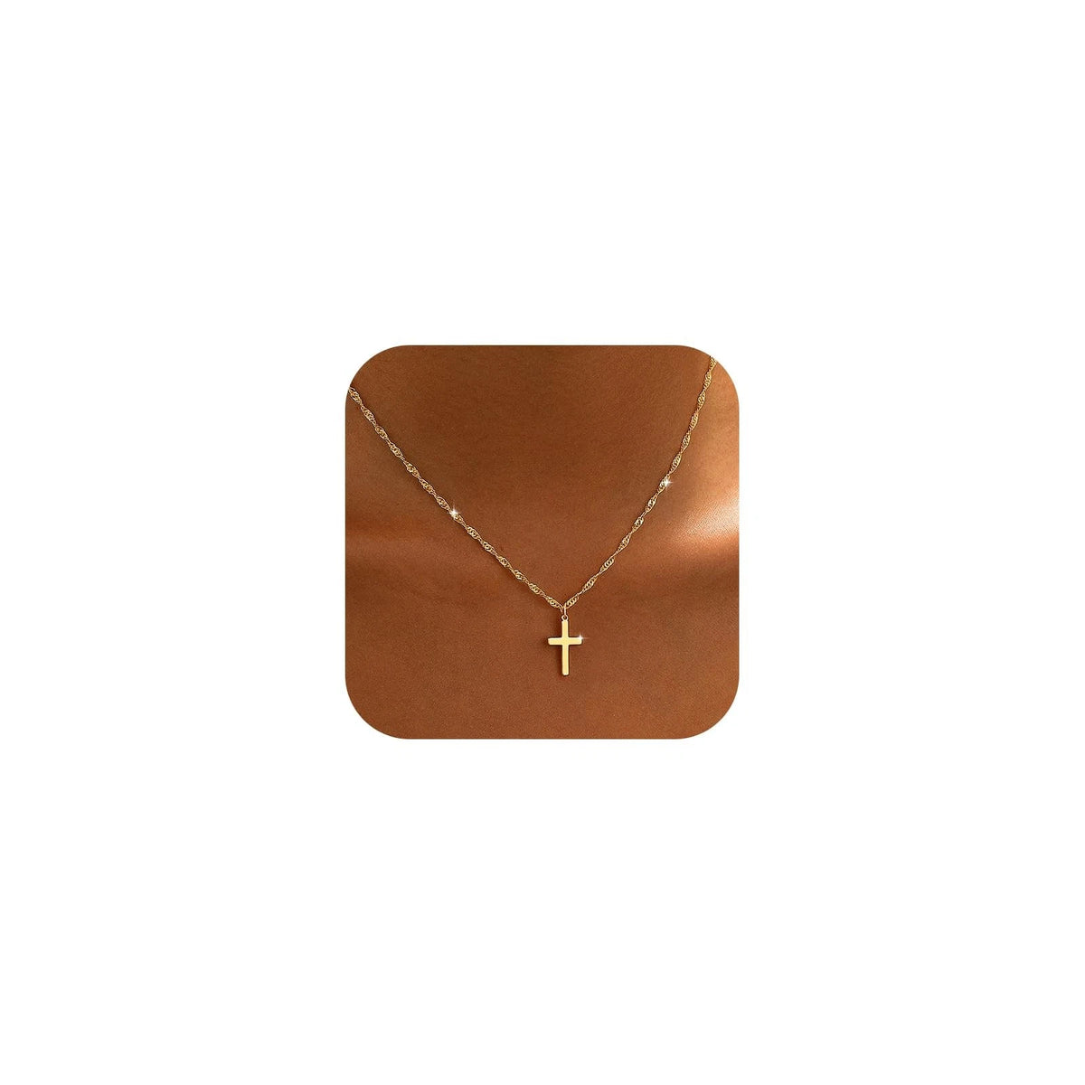 Cross Necklace for Women 14K Gold Plated Dainty 16 inches