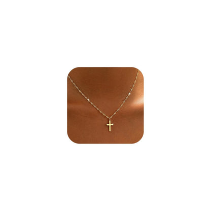 Cross Necklace for Women 14K Gold Plated Dainty 16 inches