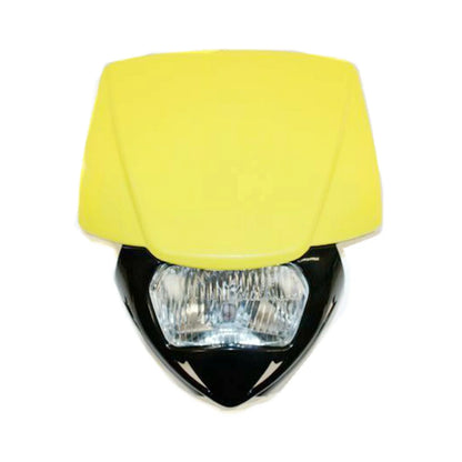 Headlight Lamp + Strip for PIT Trail Dirt Motorcycle MX Bike (Yellow Black)
