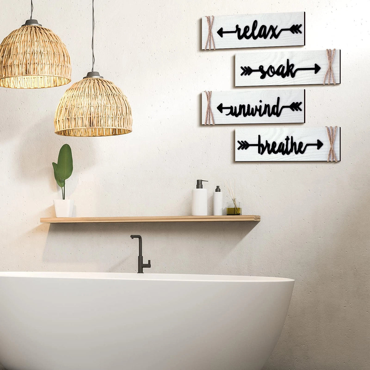 4 Pieces Farmhouse Bathroom Decor Wall Art Set (No Part Numbers)