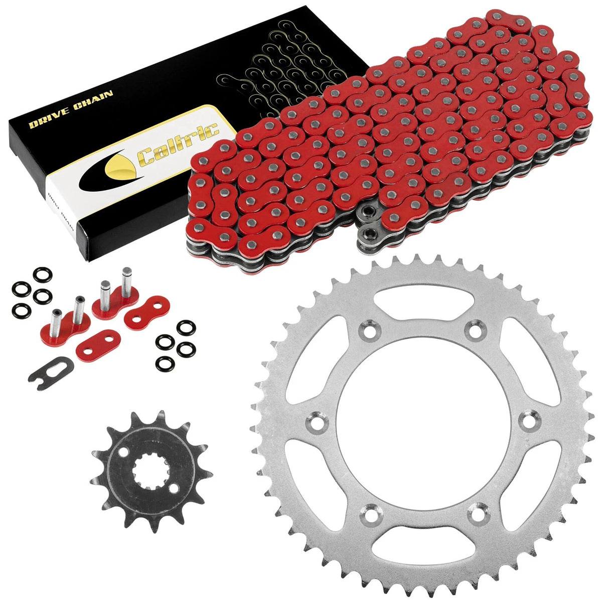 Red O-Ring Drive Chain with Front Rear Sprockets Kit for Honda XR250R (1996–2004) EG3542FS199XO