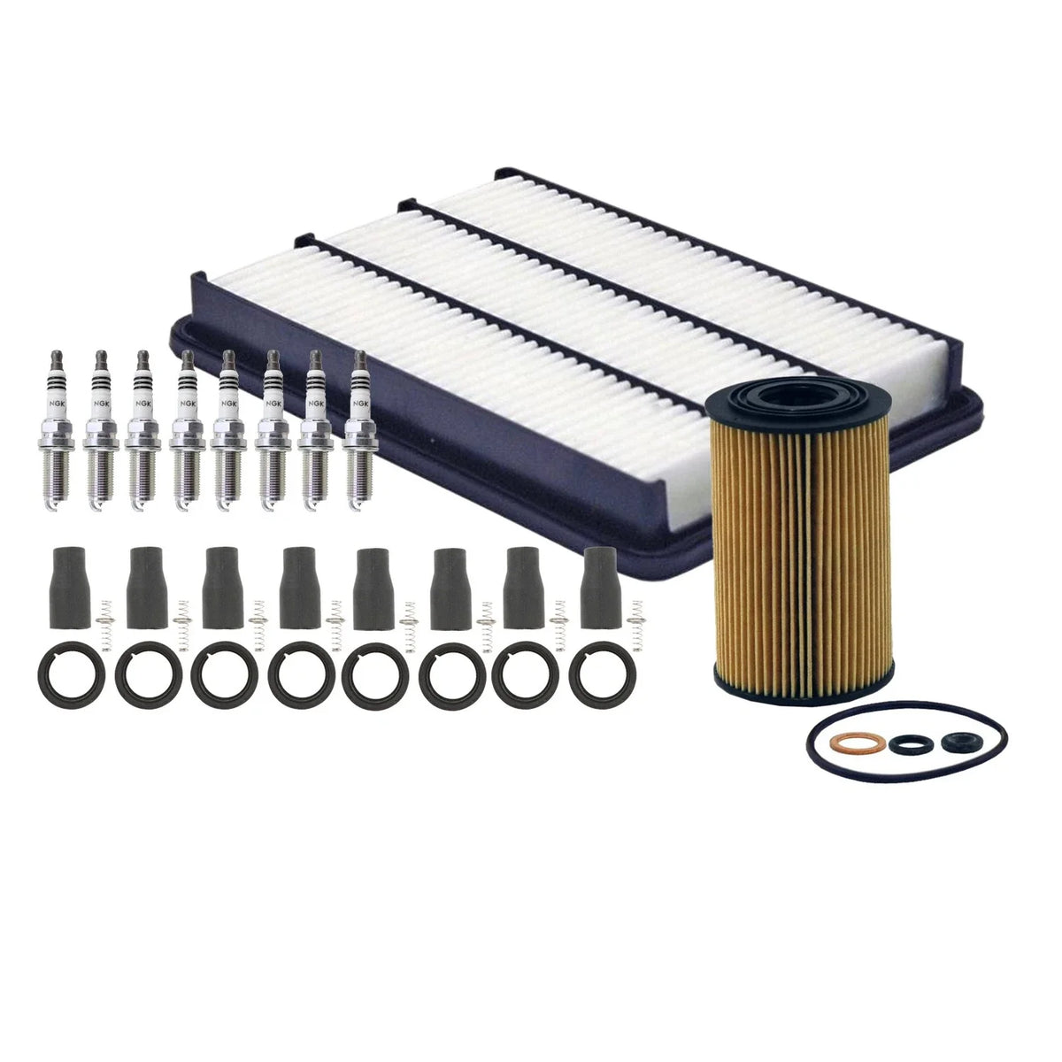 Tune Up Kit with NGK 8 Spark Plugs & Coil Boots for Kia Borrego (2009)