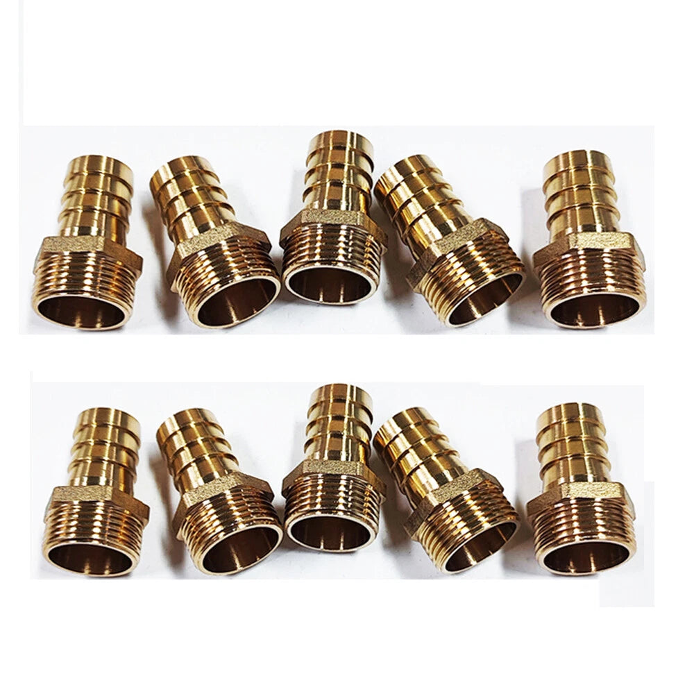 10Pcs 3/4" Hose Barb x 3/4" Male NPT Brass Pipe Fitting for Gas Water