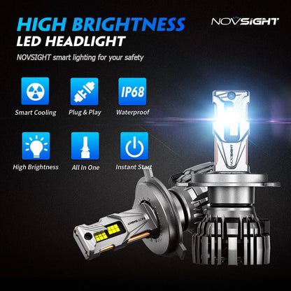 2X H4 LED Headlight Bulbs Kit 140W 33000LM 6500K for NOVSIGHT