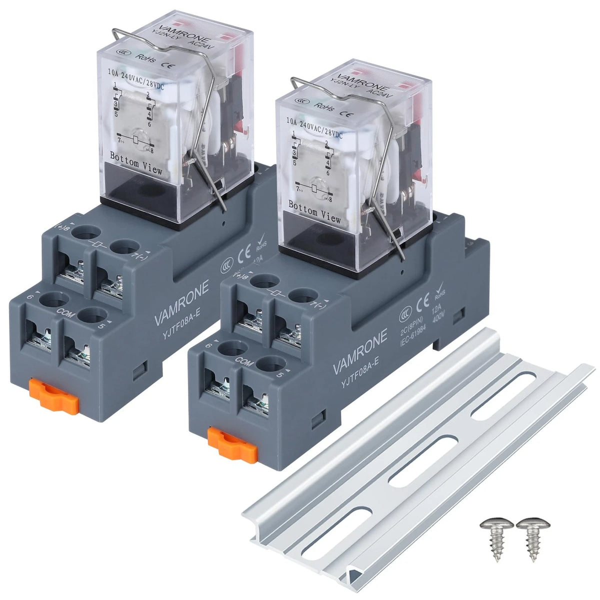 2X Electromagnetic Power Relay 8-Pin 10 AMP 24V AC Relay