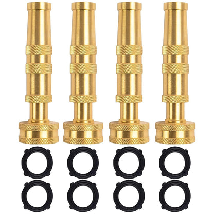 Set of 4 Adjustable Twist Hose Nozzles 4 Inch Gold