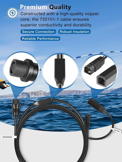10ft Transducer Adapter Cable for Humminbird Helix 8, 9, 10, 12 (720107-1)