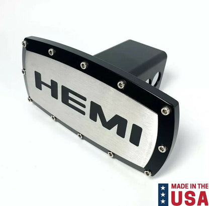 Hitch Cover Plug 2 Inch for Dodge Hemi Tow Receiver (Black Script)